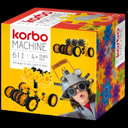 Joc educativ Machine, Gandeste, Construieste si Roteste, 61 piese, Korbo