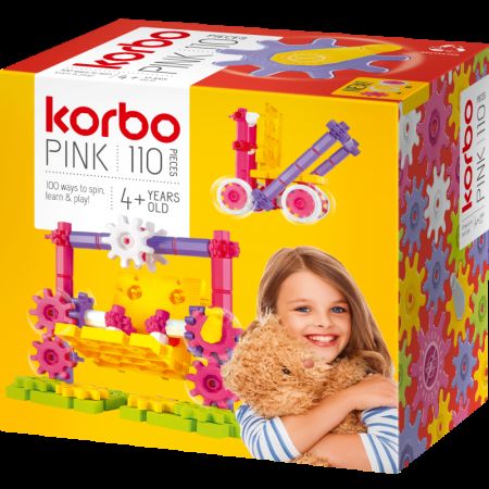 Joc educativ Pink, Gandeste, Construieate si Roteste, 110 piese, Korbo