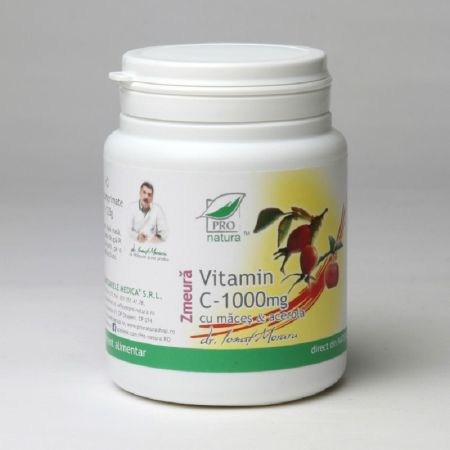 Vitamina C 1000mg cu portocala, macese si acerola, 100 comprimate, Pro Natura