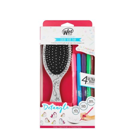 Perie pentru descurcarea parului, Wet Brush, Color Your Own Unicorn Detangler,  JD Beauty Group