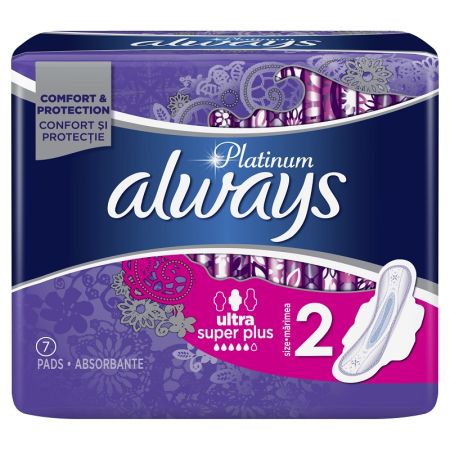 Absorbante Always Platinum Super, 7 bucati, Marimea 2, P&G