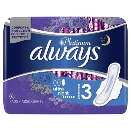 Absorbante Always Platinum Night, 6 bucati, Marimea 3, P&G