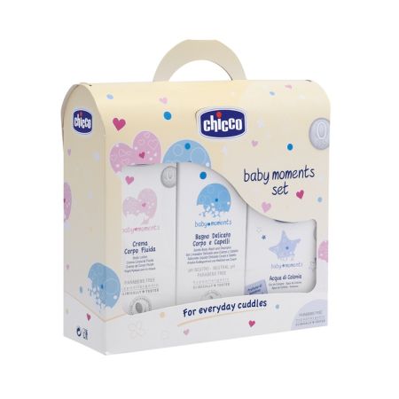 Oferta pachet Sampon, Gel de dus, Lotiune si apa de colonie, Baby Moments, 03208-9, Chicco