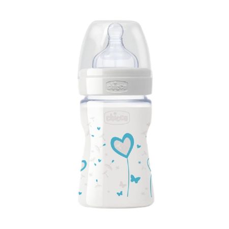 Biberon Decorat din sticla, 2071120-7, Boy, 150 ml, 0 luni, Chicco