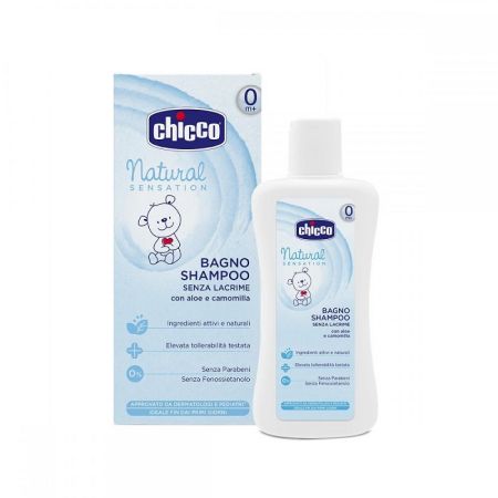 Gel de dus si Sampon fara Lacrimi 2in1, 0+ luni, Natural Sensation, 200 ml, 07714, Chicco