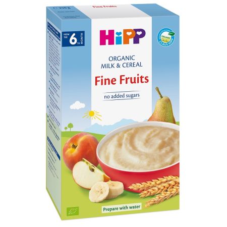 Lapte si cereale Fructe Bio, +6 luni, 250 g, Hipp