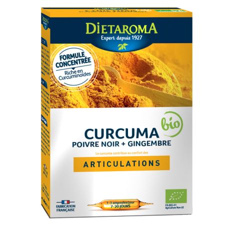 Articulatii sanatoase turmeric, piper negru si ghimbir, 20 x10 ml, DietAroma