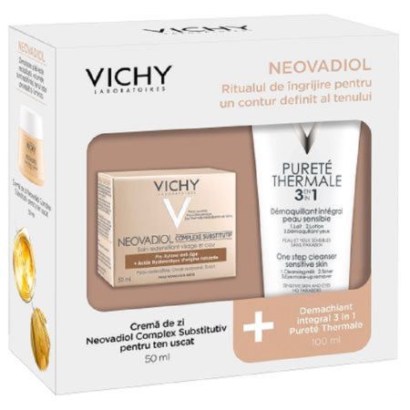 Neovadiol Complex Substitutiv ten uscat 50ml + Demachiant 3in1 Purete Thermale 100ml, VRO01392, Vichy