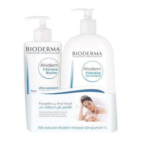 Oferta Pachet Atoderm Intensive Balsam 500 ml si Gel spumant 1L, Bioderma