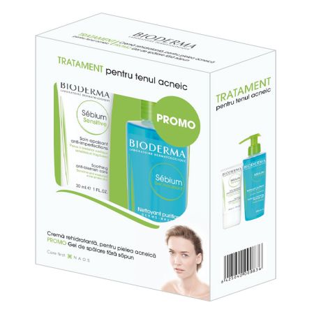 Oferta Pachet Sebium Crema hidratanta Sensitive si Gel spumant, Bioderma