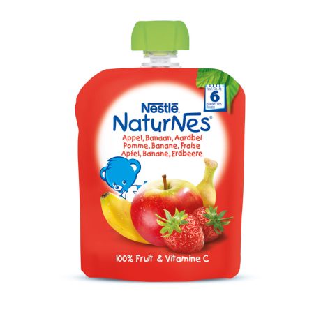 Piure Pouch mere, banane si capsune NaturNes, 90 g, Nestle