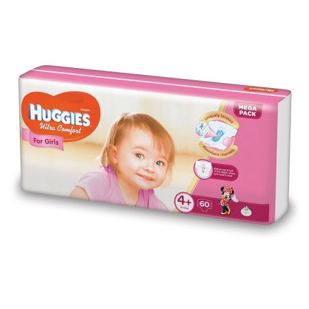 Scutece Ultra Comfort Girl Nr. 4+, 10-16 kg, 60 bucati, Huggies