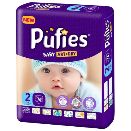 Scutece Baby Art Mini Nr. 2, 3- 6 kg, 74 bucati, Pufies