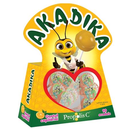 Akadika acadele Propolis C cu aroma de portocala, 10 buc, Fiterman Pharma