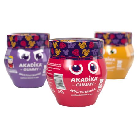 Akadika Gummy Multivitamine 3 arome, 30 bucati, Fiterman