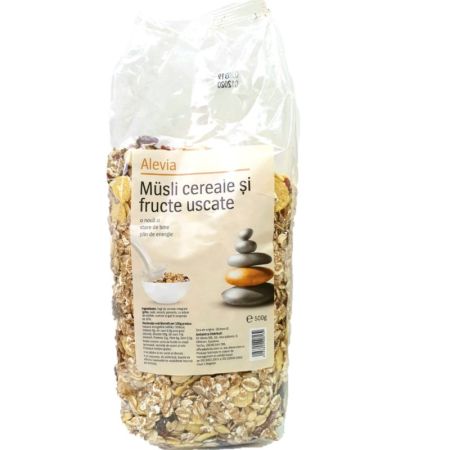 Musli cereale si fructe uscate, 500 g, Alevia