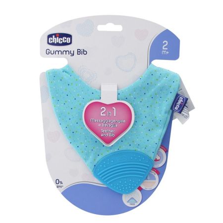 Baveta 2 in 1 Gummy Boy, 2 luni+, 0258120, Chicco