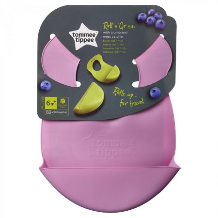 Baveta Explora Roll and Go, TT0006 2 Roz, 7 luni+, Tommee Tippee