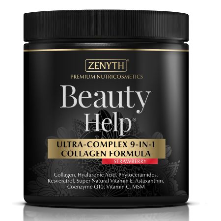 Beauty Help Ultra-Complex 9-in-1 Collagen Formula cu aroma de capsuni, 300 g, Zenyth