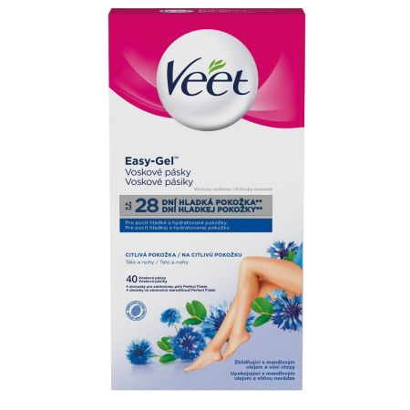 Benzi depilatoare cu ceara pentru pielea sensibila, 40 benzi, Veet