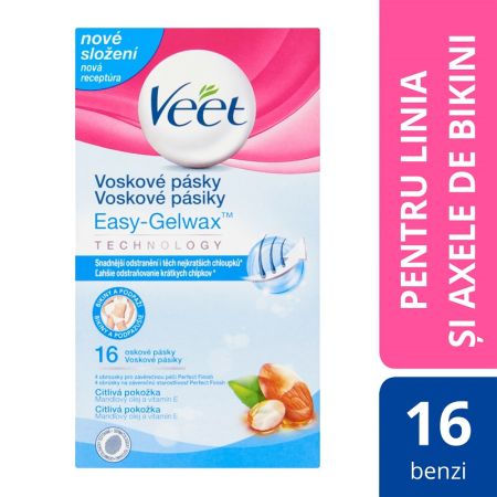 Benzi depilatoare cu ceara rece pentru linia bikinilor, 16 bezni, Veet