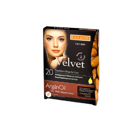 Benzi depilatoare pentru fata cu ulei de argan Velvet, 20 bucati, Karaver