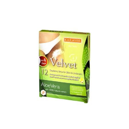 Benzi depilatoare pentru linia bikinilor cu aloe vera Velvet, 12 bucati, Karaver