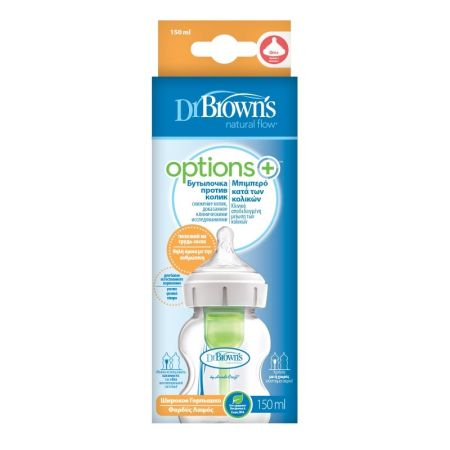 Biberon cu gat larg PP Optins Plus 150 ml, Dr Browns