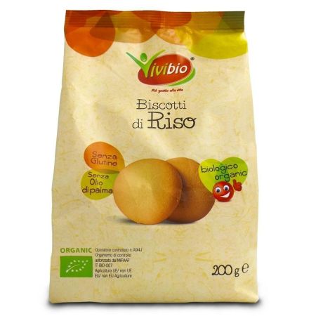 Biscuiti bio din orez fara gluten, 200 g