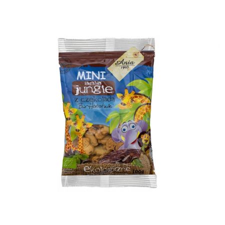 Biscuiti cu ciocolata Bio Mini Jungle, 100 g, Ania