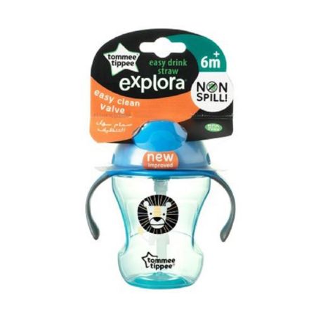 Cana Explora Easy Drink  cu pai, 230 ml 6 luni+, TT0077 Leu albastru, Tommee Tippee