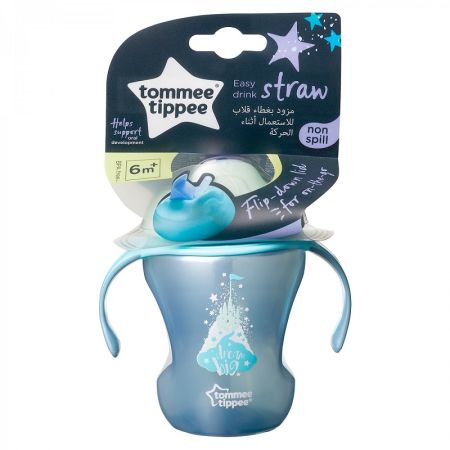 Cana Explora Easy Drink cu pai, TT007-1 Castel Albastru, 230 ml 6 luni+, Tommee Tippee