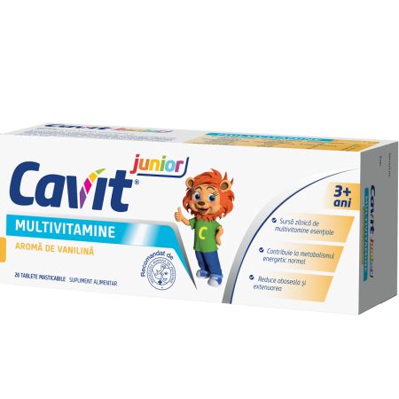 Cavit Junior Vanilie, 20 tablete masticabile, Biofarm