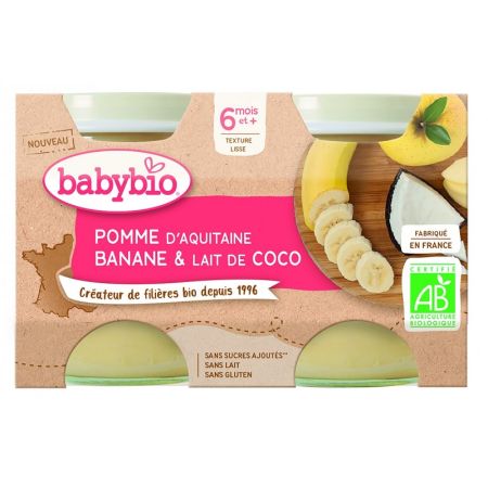 Desert din mere, banane si cocos, 2x130 gr, Babybio