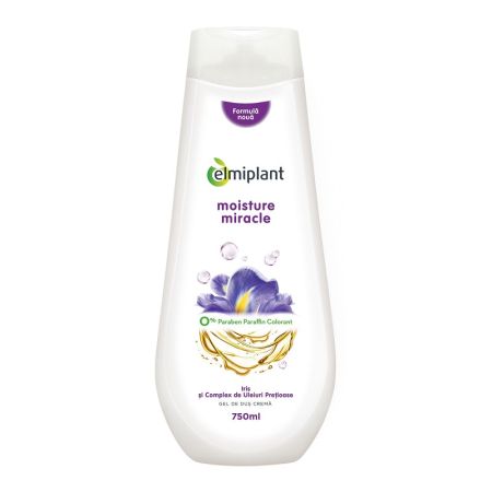 Gel de dus crema cu iris si complex de uleiuri pretioase Moisture Miracle, 750 ml, Elmiplant