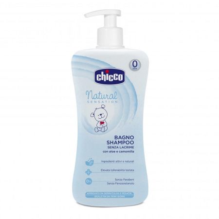 Gel de dus si sampon fara lacrimi cu aloe si musetel Natural Sensation, +0 luni, 500 ml, 07453, Chicco