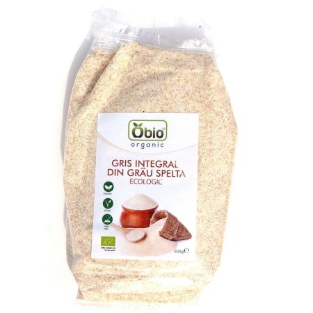 Gris integral din grau spelta bio, 500g, Obio