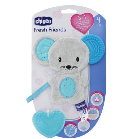 Jucarie gingivala 3 in 1 Fresh Friends Boy 4 luni+, 0258320, Chicco