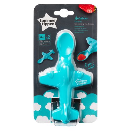 Lingurite in forma de Avion, 2 buc, 4 luni+, Light Blue, TT01001, Tommee Tippee