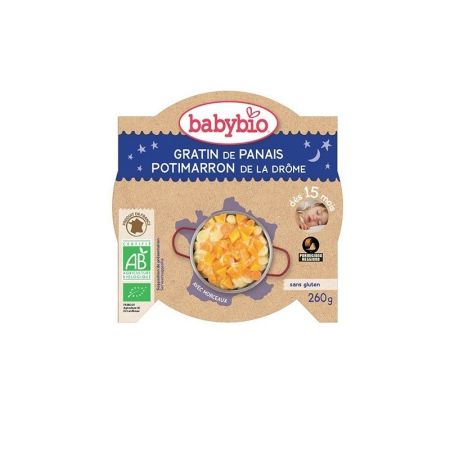 Meniu Bio de pastarnac gratinat si Dovleac Drome, 260 g, Babybio