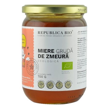 Miere cruda de Zmeura Eco, 700 gr, 29927, Republica Bio