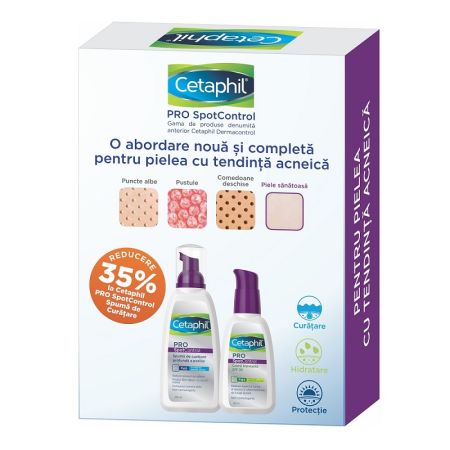 Oferta Pachet Cetaphil PRO SpotControl Spuma de curatare, 235 ml + Crema hidratanta SPF 30, 120, Galderma