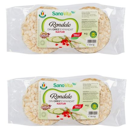 Oferta Pachet Rondele din orez expandat, 2 la pret de 1, 2 x 80 g, Sanovita