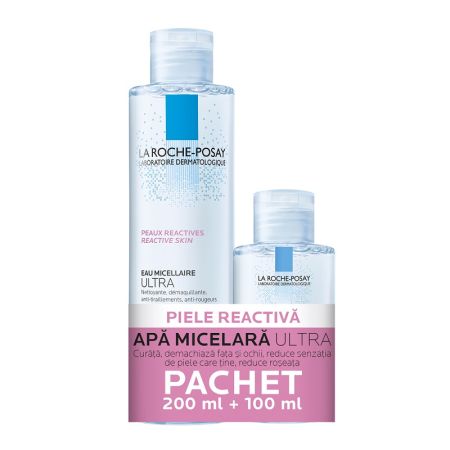 Pachet Apa Micelara Ultra pentru piele Reactiva, 200ml plus 100ml, La Roche Posay