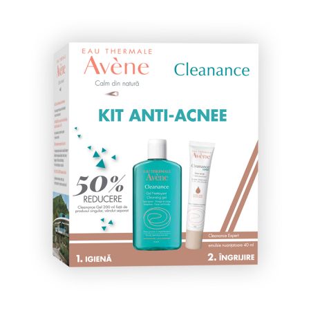 Pachet Cleanance Expert Emulsie Nuantatoare 40 ml + Cleanance Gel cu 50% reducere, 200 ml, Avene