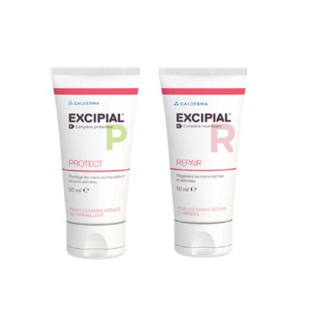 Pachet Crema protectoare pentru maini Excipial P Protect, 50 ml + Crema pentru maini uscate si iritate Excipial R, 50 ml cu 40% reducere, Galderma