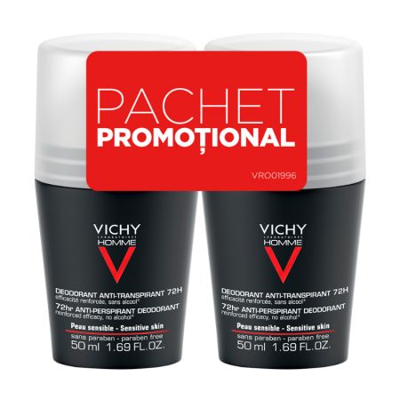 Pachet oferta, antiperspirant roll-on, 72H, barbati, Vichy