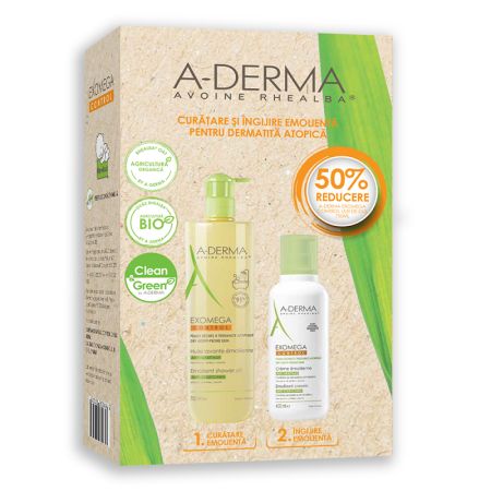 Pachet Ulei de dus Exomega Control, 750 ml + Crema emolienta Exomega Control, 400 ml, A-Derma