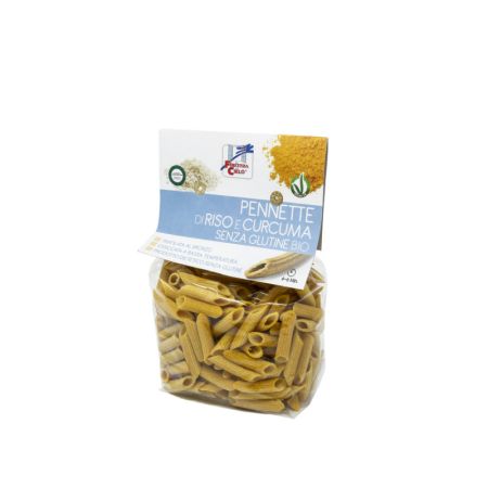 Pennette Bio din orez si curcuma fara gluten, 250 g, La Finestra Sul Cielo