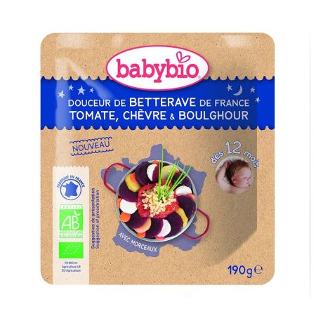 Piure de sfecla rosie, branza de capra si bulgur, 190 gr, Babybio Eco Pouch